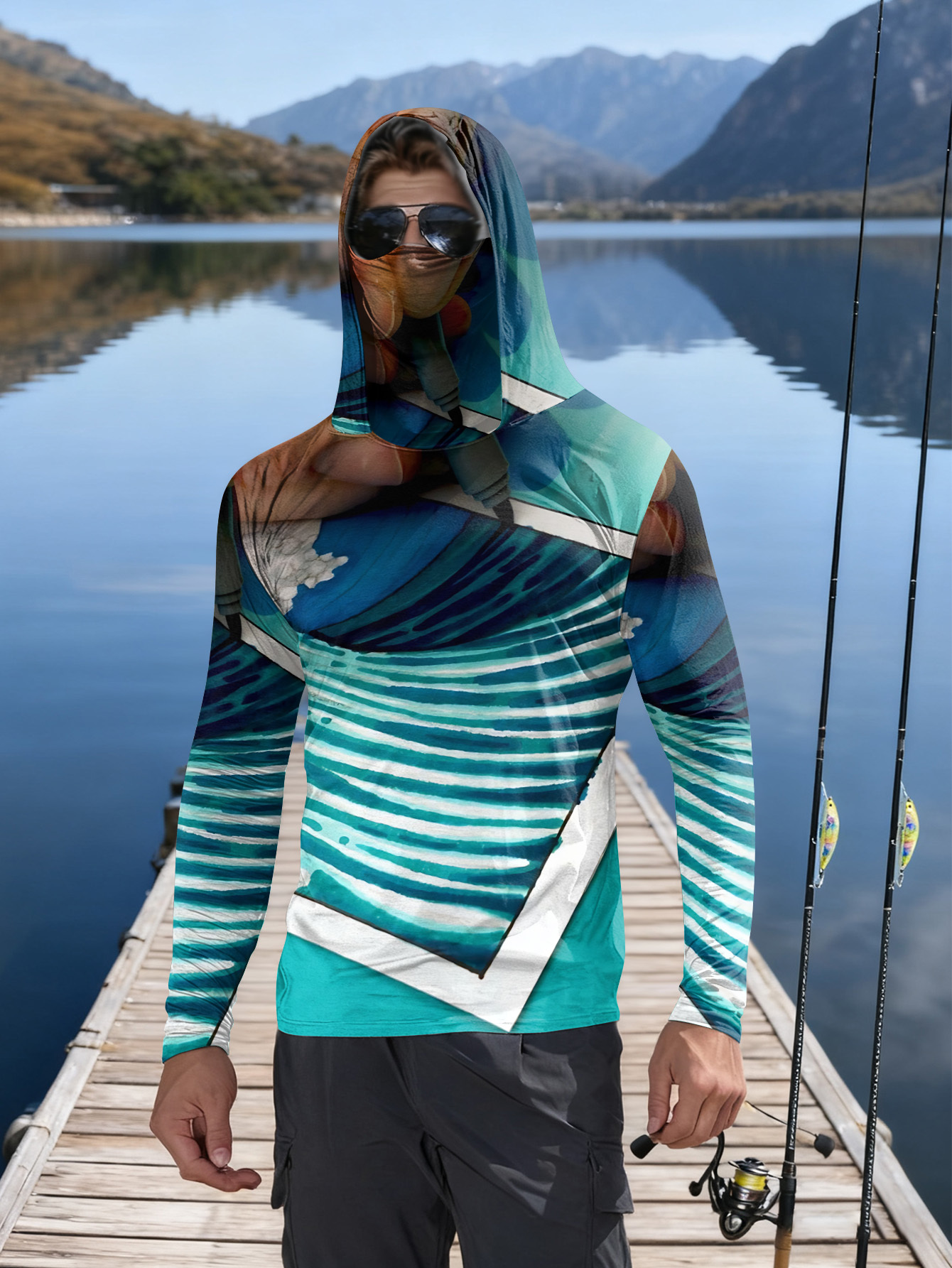 Outdoor Hunting And Fishing - Fishing hooded sweatshirt men's long-sleeved sun