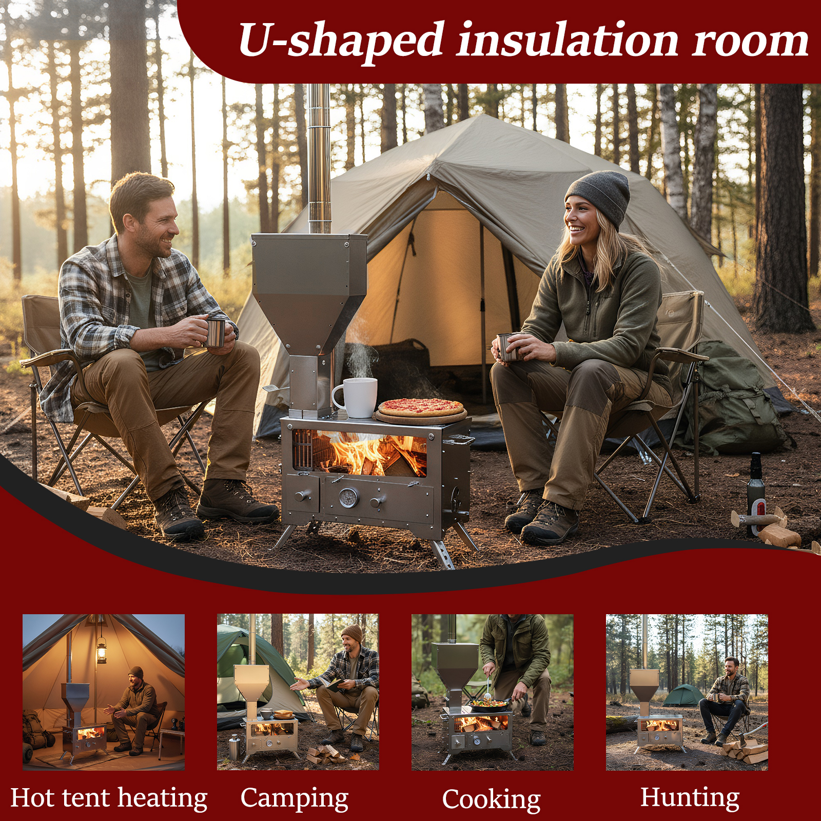 Wood Stove with Chimney Pipe P - Outdoor Hunting And Fishing recensie en prijs
